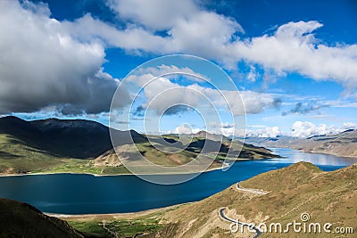 Landscape with lake cloud and mountains Stock Photo
