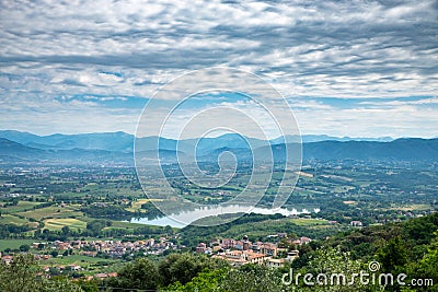 Landscape with lake narni and terni in the background Stock Photo