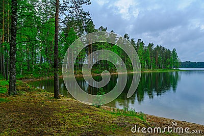 Landscape of lakes and forest along the Punkaharju ridge Stock Photo