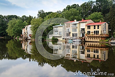 Landscape: Lakeside Living in Reston Virginia Stock Photo