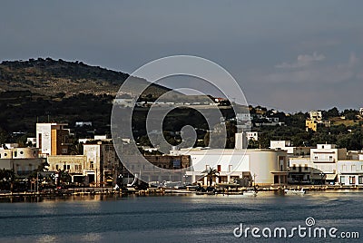 Landscape of Lakki harbor, Leros island Stock Photo