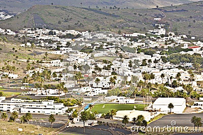 Landscape Lanzarote, Small town Haria Stock Photo