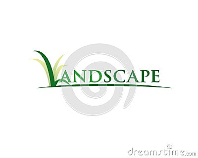 Landscape wordmark from grass Vector Illustration