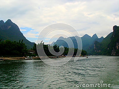 landscape of the lijiang river in guilin, guangxi Stock Photo