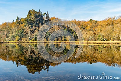 Landscape of the Lima river in Ponte da Barca, Portugal. View of the Poets Park to the river Lima Stock Photo