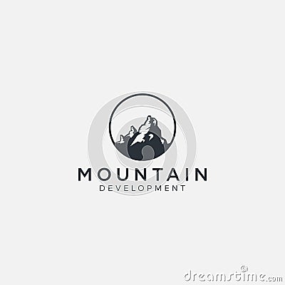 Landscape logo mountain view hill Vector Illustration