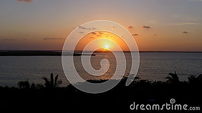 Landscape magnificent sunset on the ocean. Mexico Stock Photo