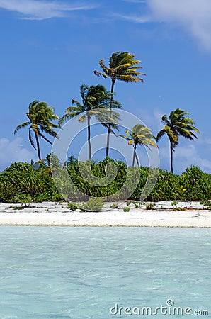 Landscape of of Maina Island in Aitutaki Lagoon Cook Islands Stock Photo