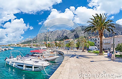 Landscape with Makarska town, dalmatian coast, Croatia Stock Photo