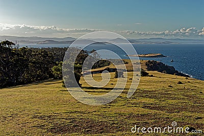 Landscape in Maria Island in Tasmania, national reservation in Australia, beautiful seaside and coastal scenery Stock Photo