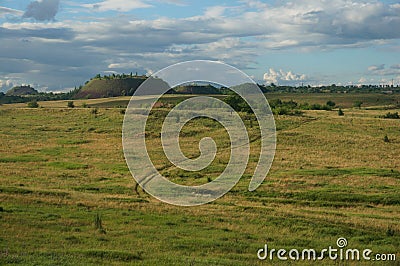 Landscape with mine waste heaps Stock Photo