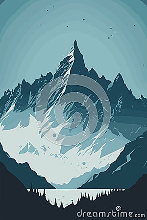 Landscape minimal poster. Abstract geometric banners with mountains lakes Cartoon Illustration