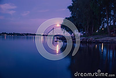 Landscape, moonlight, river Stock Photo