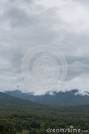 Landscape of mountain with misty rain cloud Stock Photo