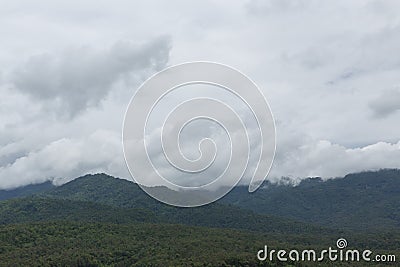 Landscape of mountain with misty rain cloud Stock Photo