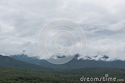 Landscape of mountain with misty rain Stock Photo