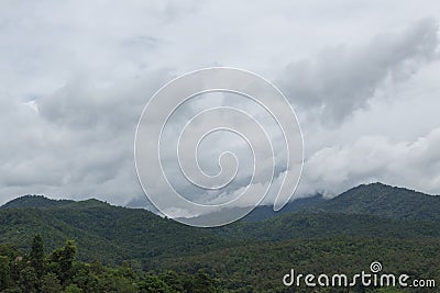 Landscape of mountain with misty rain Stock Photo