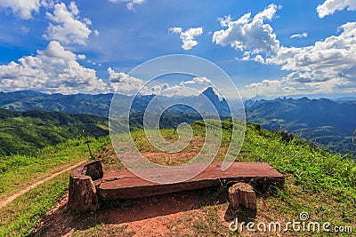 Landscape of Mountain and road at Phou Khoun, Laos Stock Photo