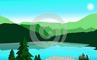 Landscape, mountain and traveling vector illustration. Mountain Vector Illustration