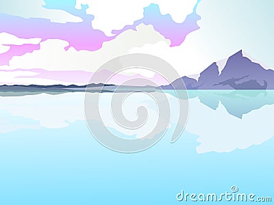 Landscape mountains in the background with reflection on the water. Stock Photo