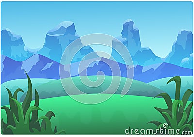 Landscape Mountains and green hills Vector Illustration