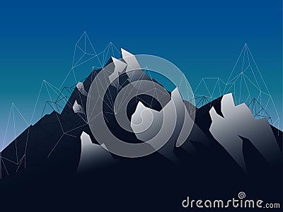 Landscape mountains with shod and geometric lines Vector Illustration