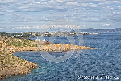 Landscape of Myrtoan Sea and Sounion Stock Photo