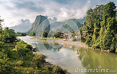 Landscape of Nam Song River Stock Photo