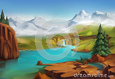 Landscape, nature background Vector Illustration