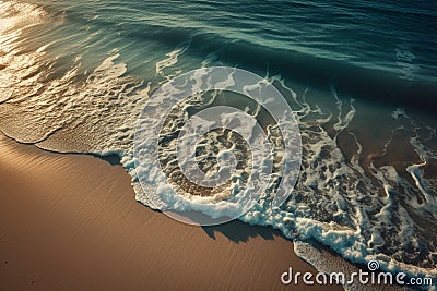 Abstract and surreal landscape view of sand dunes and blue water Stock Photo