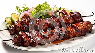 Sizzling Delight - Appetizing Shish Kebab Plate Stock Photo