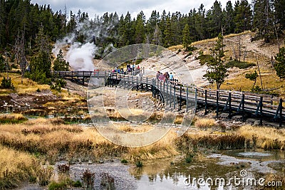 The landscape nature and world famouse geyser in Yellowstone national park in Wyoming , United States of America Editorial Stock Photo
