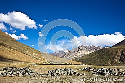 A landscape near Rangdum monastery, Zanskar Valley, Ladakh, Jammu and Kashmir, India. Stock Photo