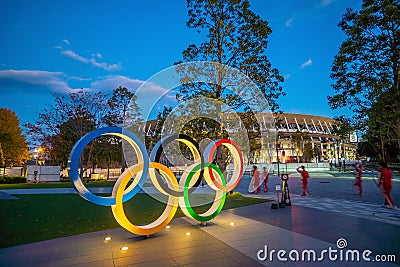 Landscape of New national stadium for Tokyo Olympic 2020 in Japan in Tokyo Editorial Stock Photo