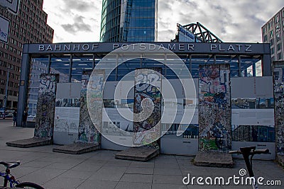 Landscape of old pieces of the berlin wall at Potsdamer Platz in Mitte Berlin Germany Editorial Stock Photo