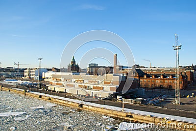 Landscape with the Orthodox Assumption Cathedral and the port in Stock Photo