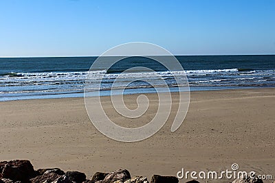 Beach Ponta da Areia in Portugal Stock Photo