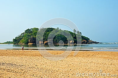 Panchakapaduwa Island at Outflow of Bentota River , Sri Lanka Stock Photo