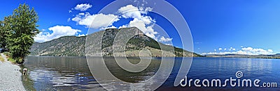 Landscape Panorama of Nicola Lake near Quilchena, Nicola River Valley, Interior Plateaus of British Columbia, Canada Stock Photo