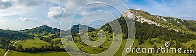 Landscape panorama on mountain peak in spring Stock Photo