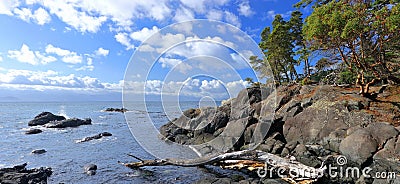 East Sooke Wilderness Park Landscape Panorama of Petroglyph Point, Vancouver Island, British Columbia Stock Photo
