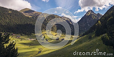 Landscape Panoramic View of Vall d`Incles Stock Photo