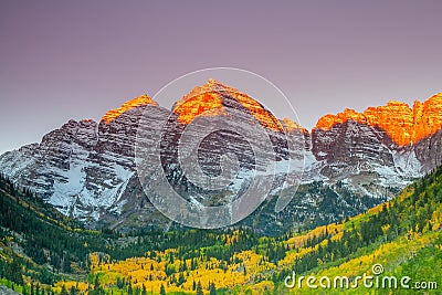 Landscape photo of Maroon bell in Aspen Colorado autumn season, USA Stock Photo