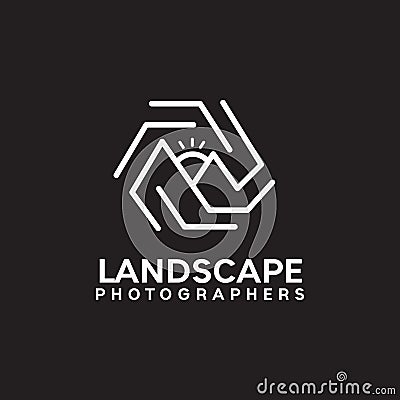 Landscape photographer logo design template Vector Illustration