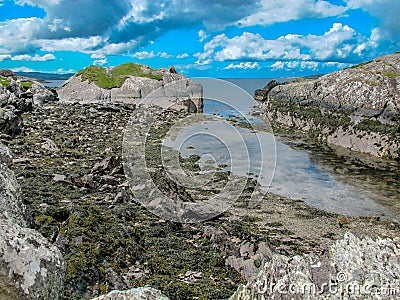 Jagged and rugged rocks on Irish coastline Stock Photo