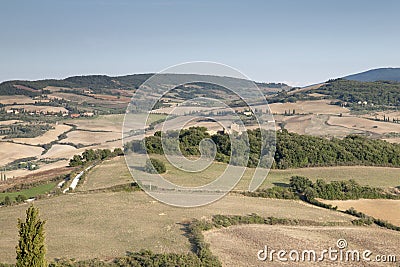 Landscape from Pienza Village, Tuscany Stock Photo