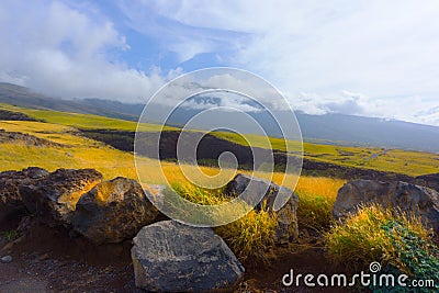 Landscape Piilani Highway Maui Rocks Stock Photo