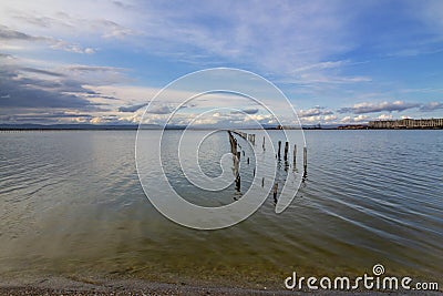 Landscape of Pomorie Lake - a coastal lagoon, located north of Pomorie resort. Stock Photo