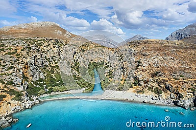 Landscape with Preveli beach, Crete Stock Photo