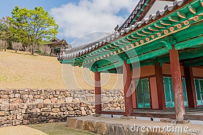 Wooden oriental buildings with tiled roofs Stock Photo